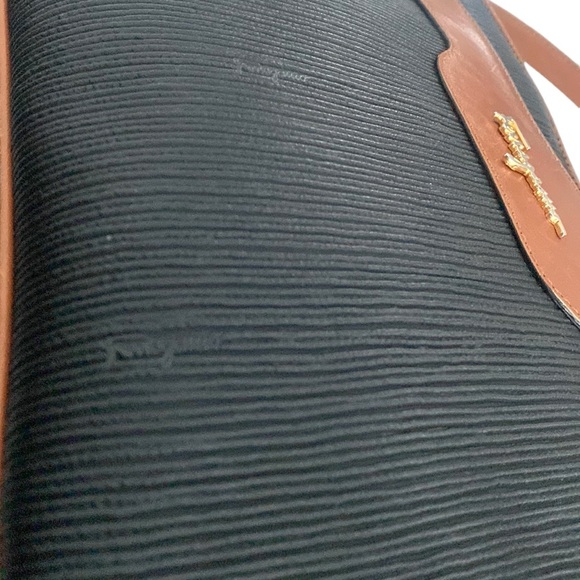 Salvatore Ferragamo Vintage Black Brown Leather Crossbody Handbag - Picture 5 of 13